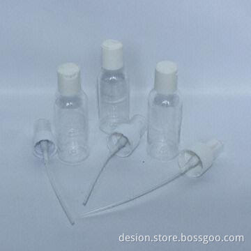 Travel water bottle set, made of transparent plastic